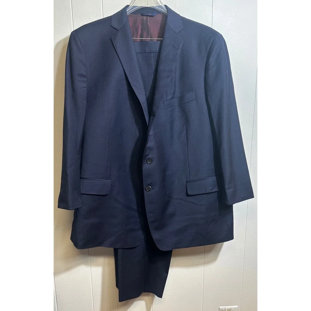 Brooks‎ Brothers Mens Navy Blue 100% Wool Custom Tailored 2 Piece Suit IBB56583